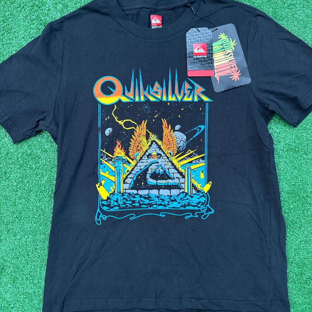 Quiksilver Art Space Pyramid Black T Shirt New With Tags